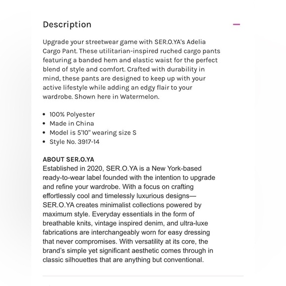 Retrofete Seroya NWT Adelina ruched parachute 90’s  Cargo Pants hot pink size XS - Picture 11 of 12